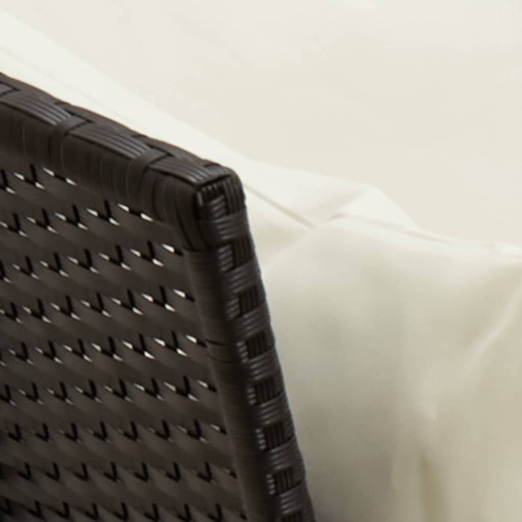 4 részes fekete polyrattan kerti étkezőszett párnákkal