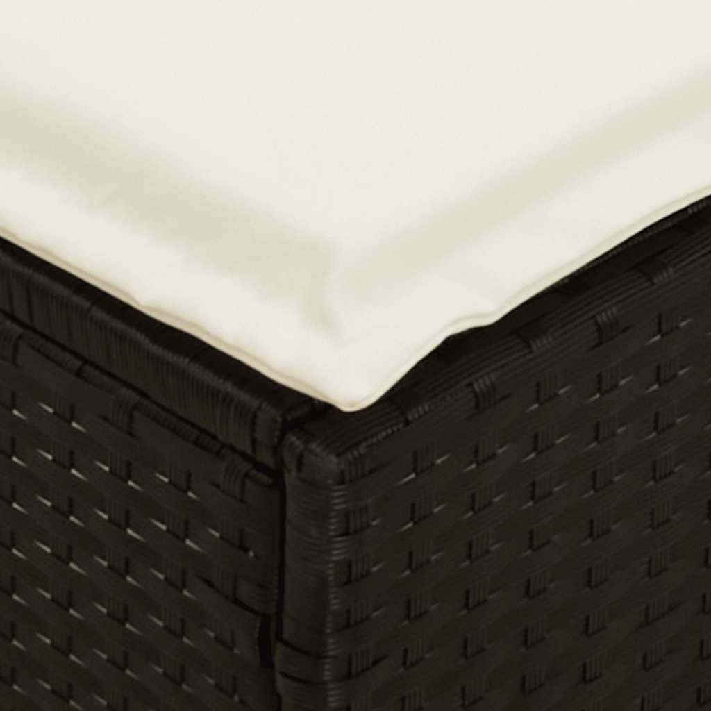 4 részes fekete polyrattan kerti étkezőszett párnákkal