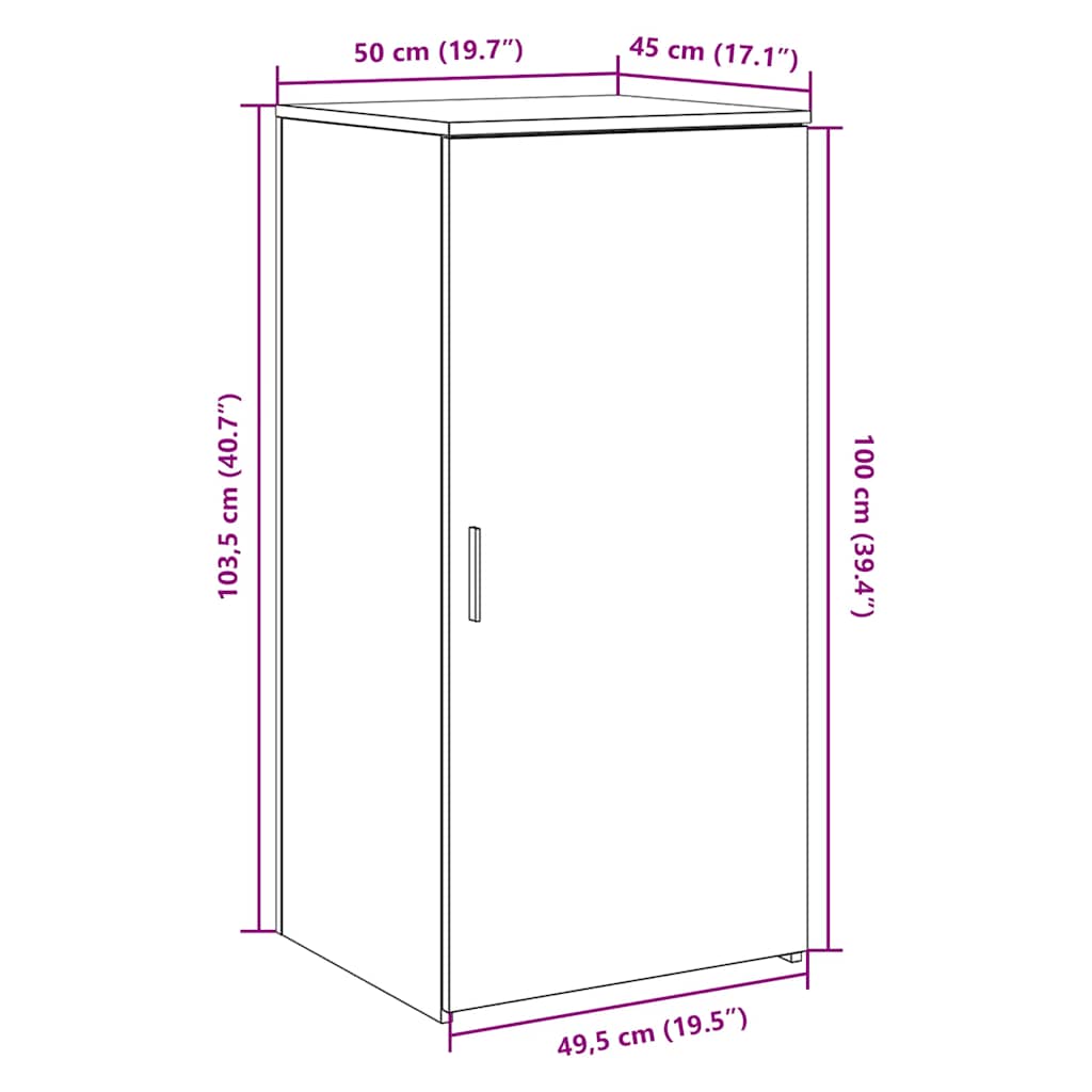 tároló szekrény antik fa 50x45x103,5 cm szerelt fa