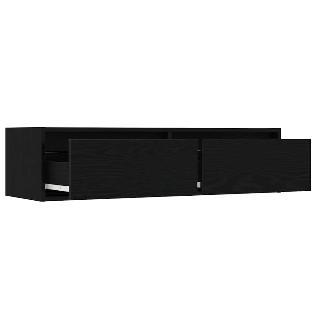 TV szekrény LED világítással fekete tölgy 100X35,5x25 cm