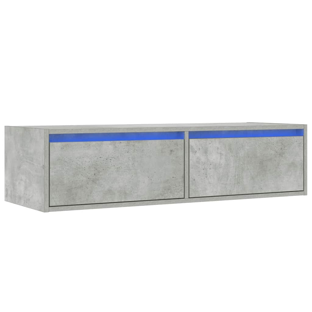 TV szekrény LED világítással beton szürke 100X35,5x25 cm