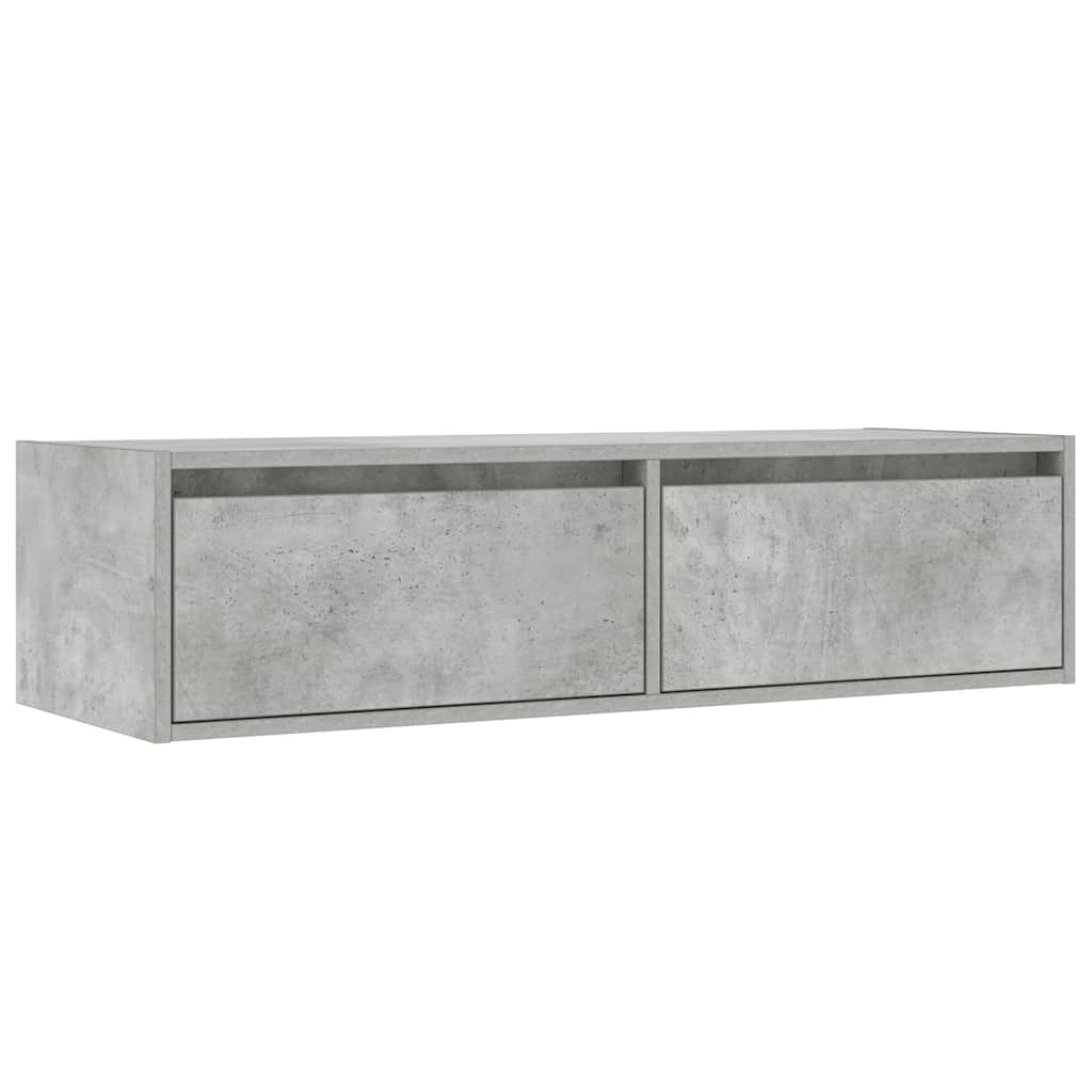 TV szekrény LED világítással beton szürke 100X35,5x25 cm