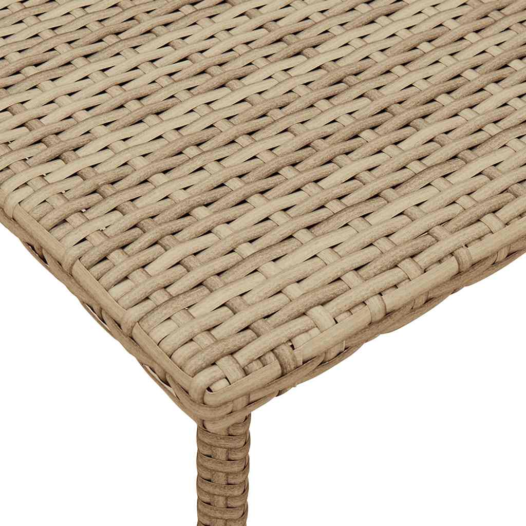 téglalap bézs polyrattan kerti dohányzóasztal 60x40x37cm