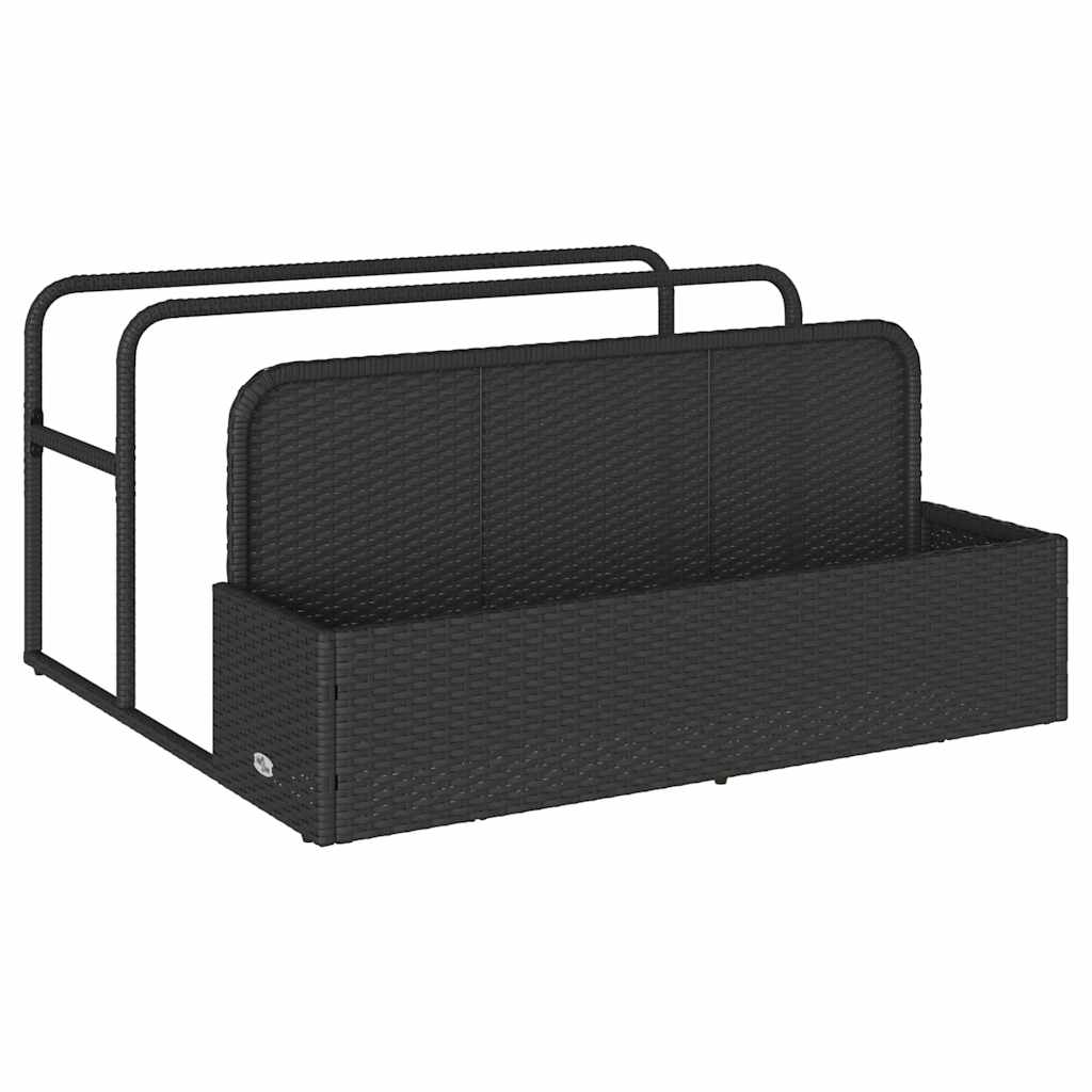 fekete polyrattan medence melletti úszótároló 110x100x57 cm