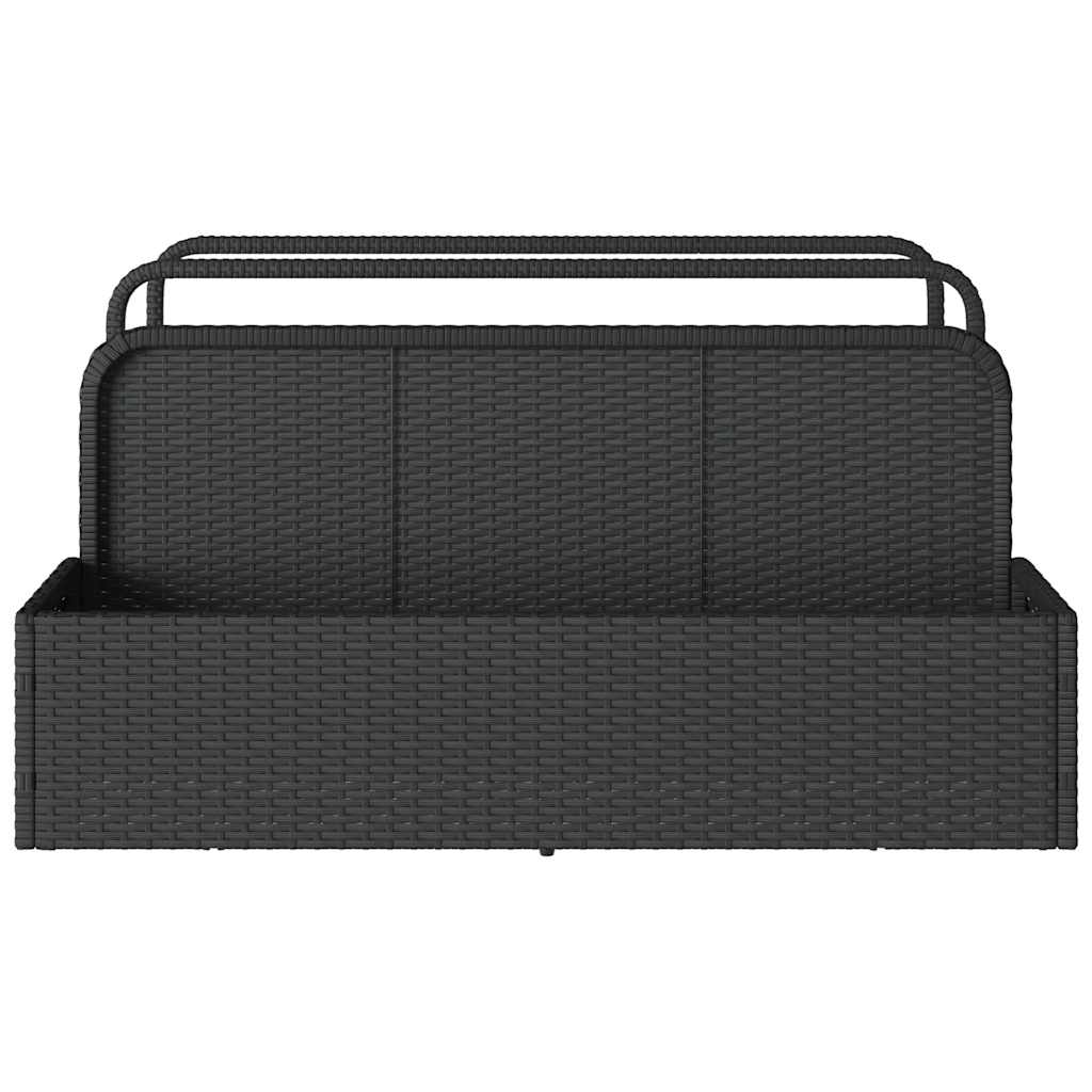 fekete polyrattan medence melletti úszótároló 110x100x57 cm