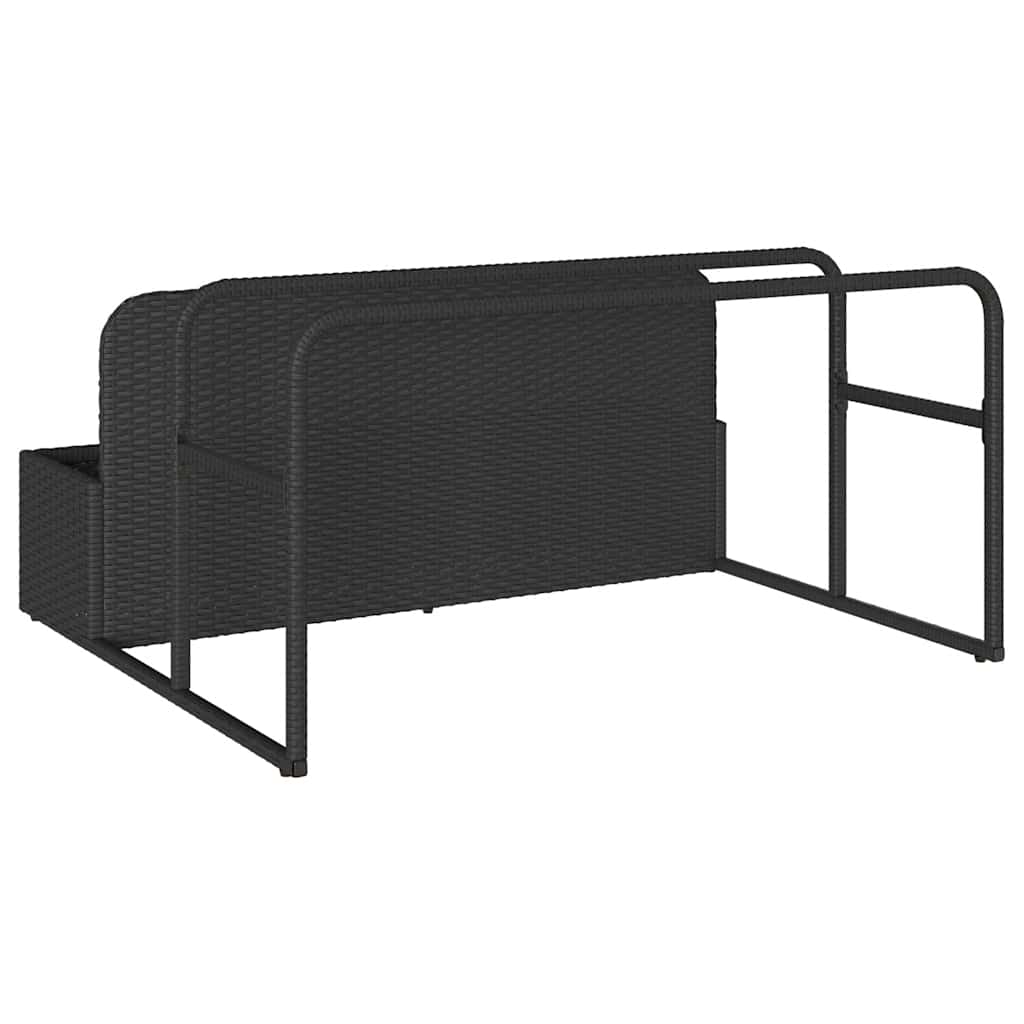 fekete polyrattan medence melletti úszótároló 110x100x57 cm