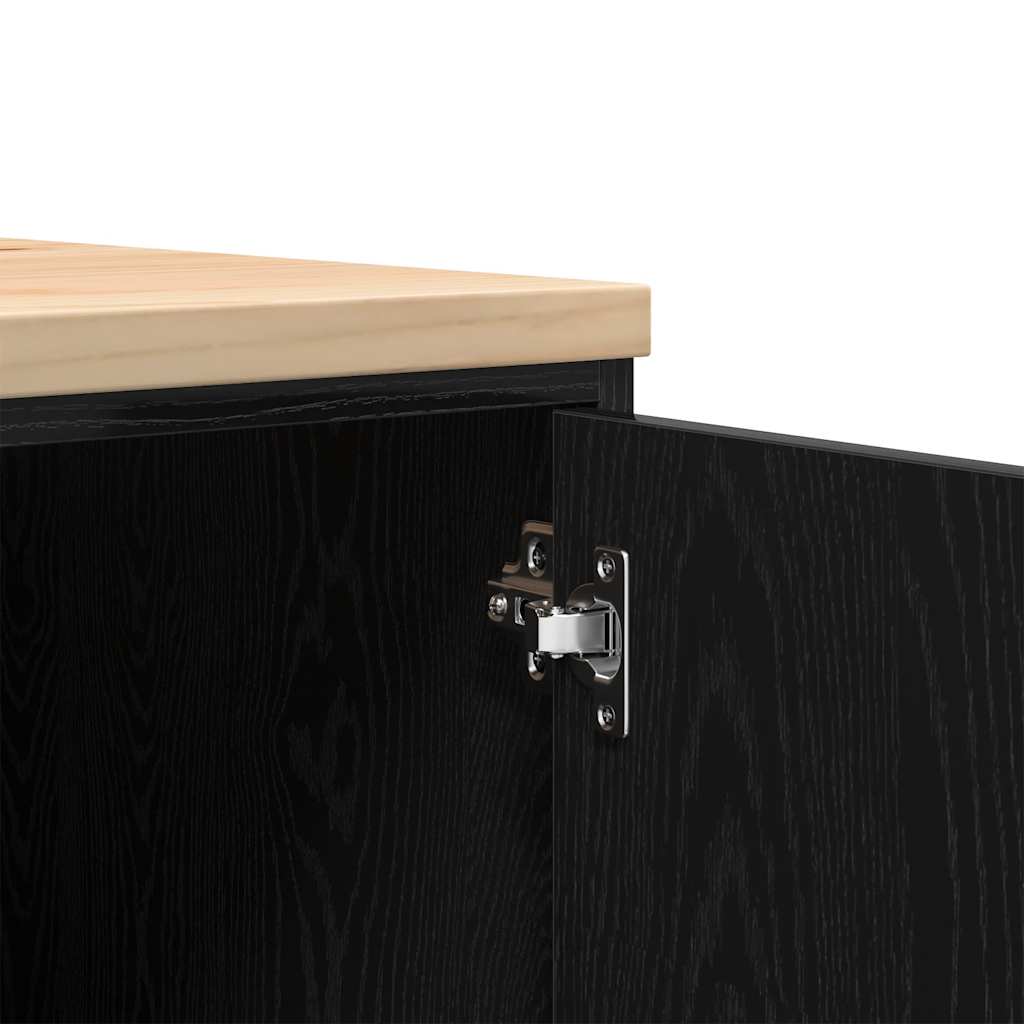 garázs tárolószekrény fekete 60x51x85 cm tömörfa fenyőfa