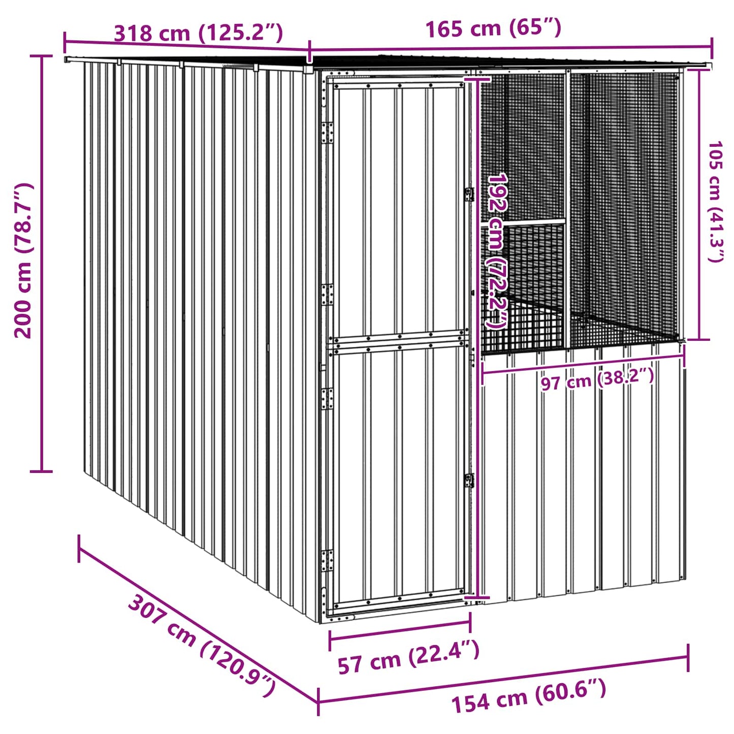 Madár kalitka Antracit 315 x 167 x 200 cm Horganyzott acél