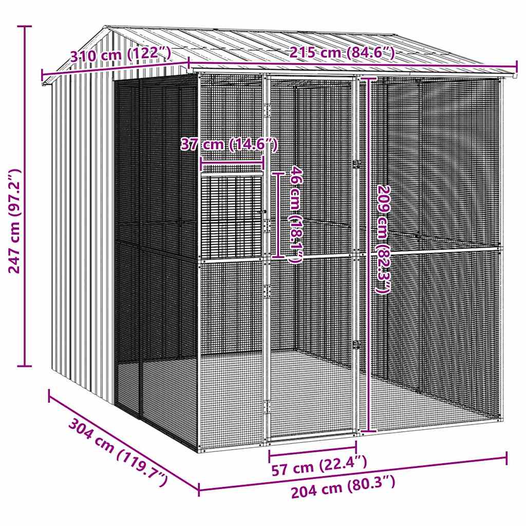 Madár kalitka Szürke 215 x 310 x 247 cm Horganyzott acél