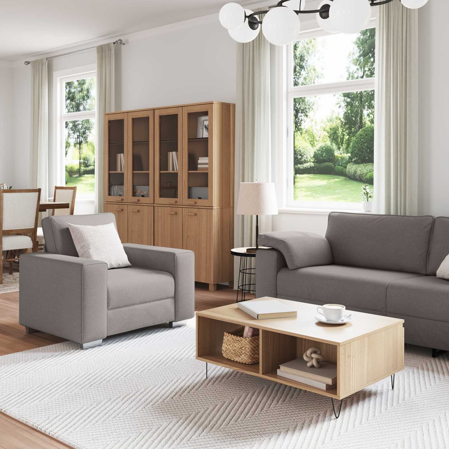 Kanapé 3 pcs Tópszínű Lábbal kevert anyag