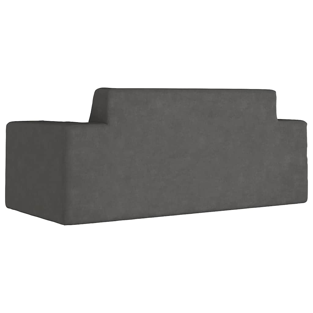 kétszemélyes antracitszürke puha plüss gyerekkanapé