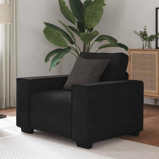 fekete bársony kanapéfotel 60 cm