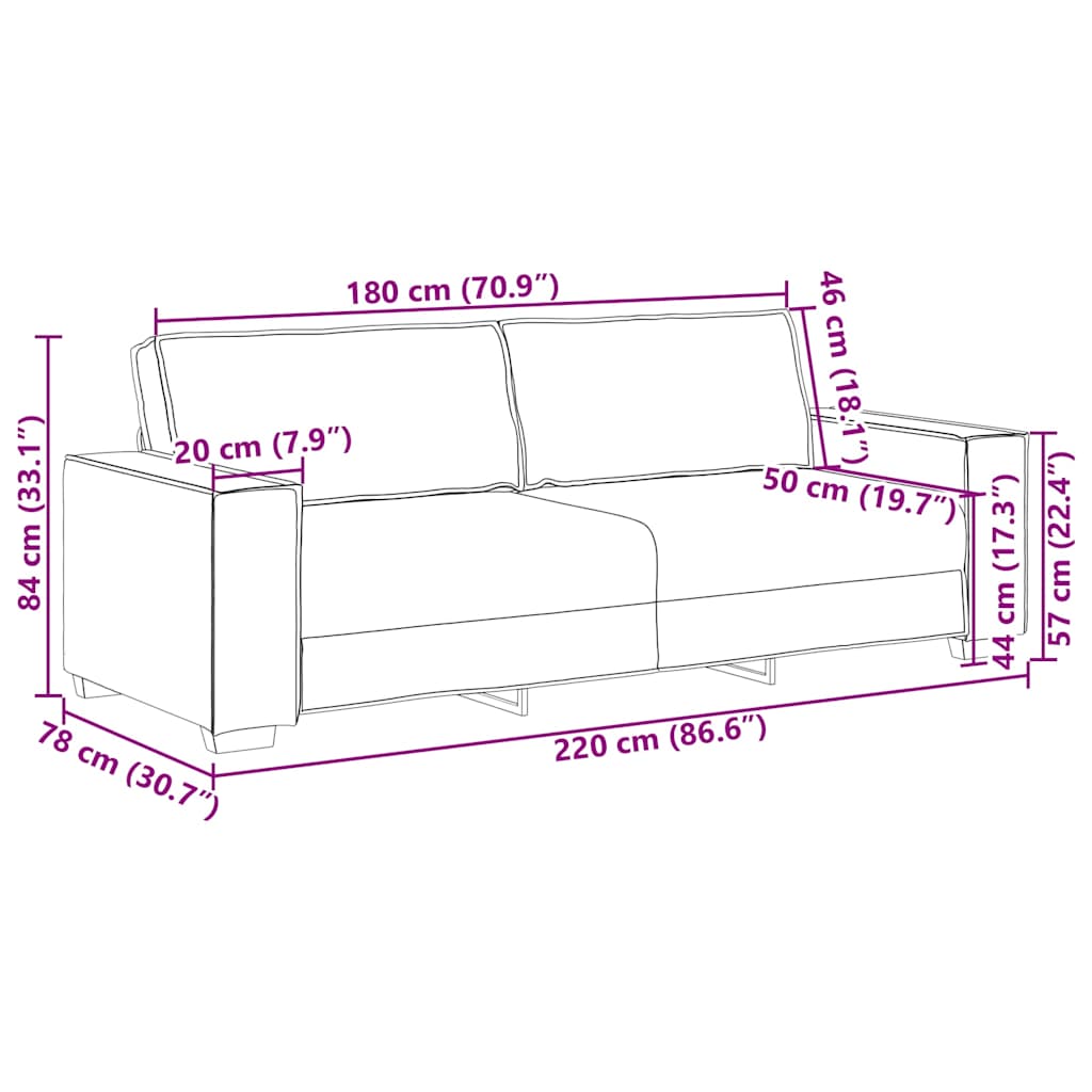 3 személyes sötétszürke bársony kanapé 180 cm