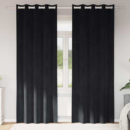Függönyök függönyökkel 2 pcs Fekete 140 x 245 cm Bársony