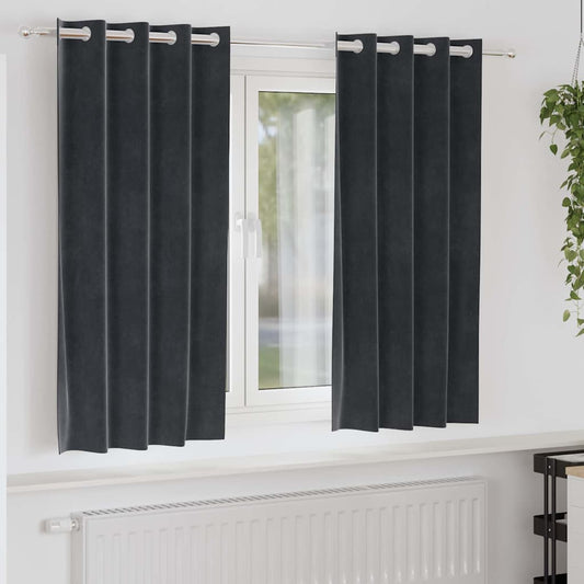 Függönyök függönyökkel 2 pcs Sötétszürke 140 x 175 cm Bársony