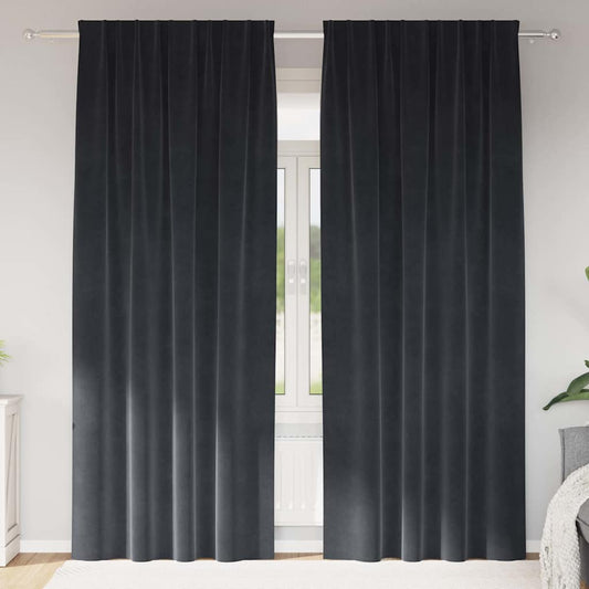 Függönyök függönyökkel 2 pcs Sötétszürke 140 x 245 cm Bársony