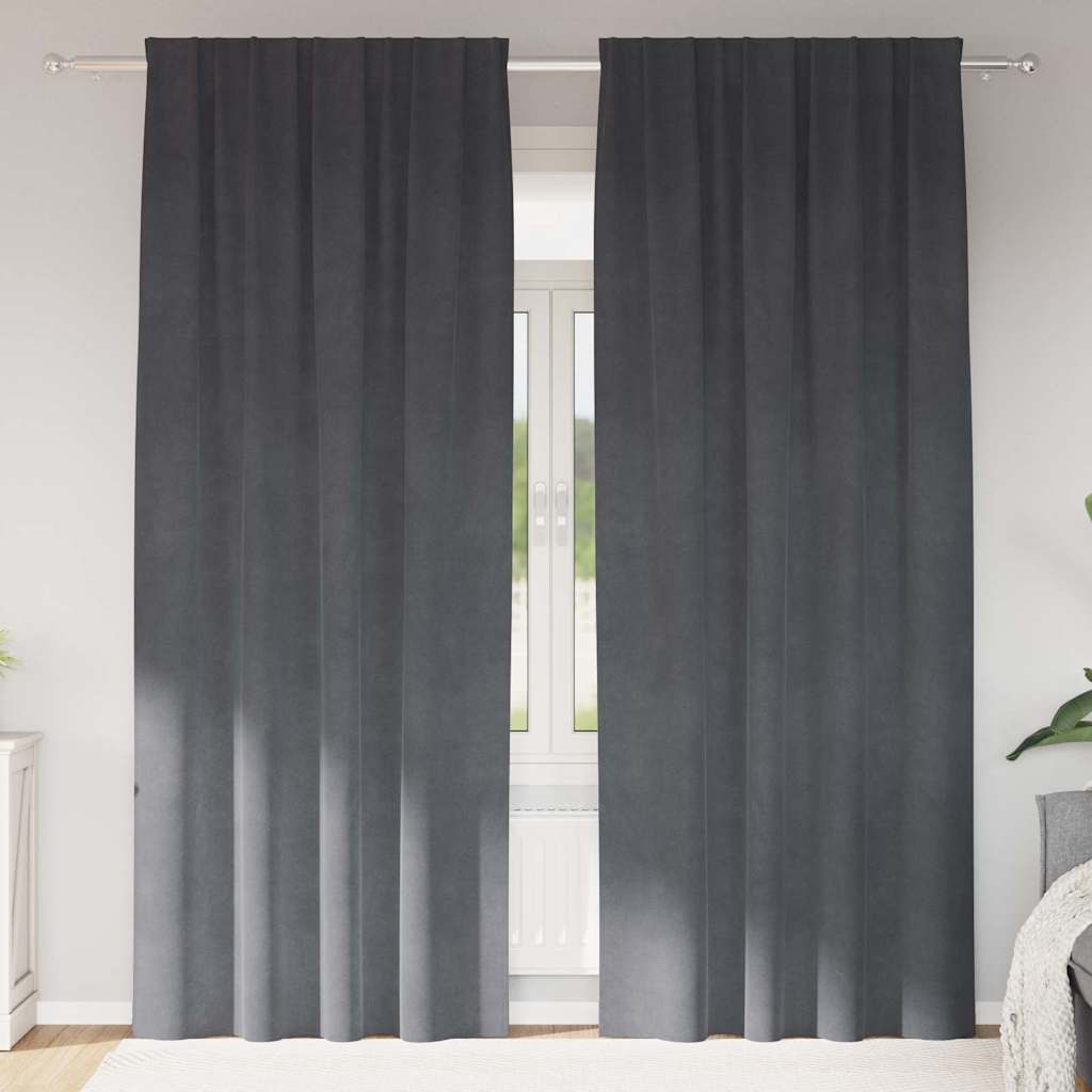 Függönyök függönyökkel 2 pcs Világosszürke 140 x 245 cm Bársony
