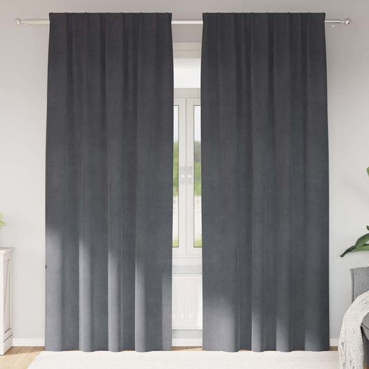 Függönyök függönyökkel 2 pcs Világosszürke 140 x 245 cm Bársony