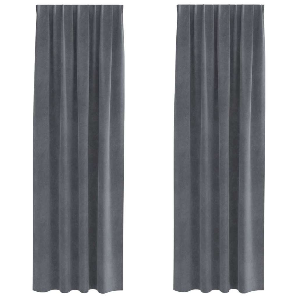 Függönyök függönyökkel 2 pcs Világosszürke 140 x 245 cm Bársony