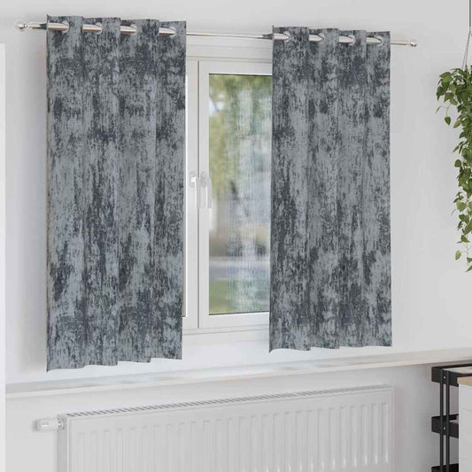 Függöny függönyökkel 2 pcs Ezüst Szürke 175 x 140 cm Bársony