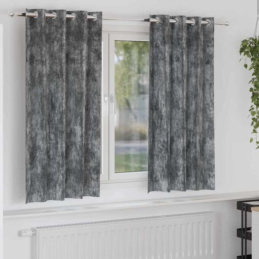 Függöny függönyökkel 2 pcs Szürke 175 x 140 cm Bársony