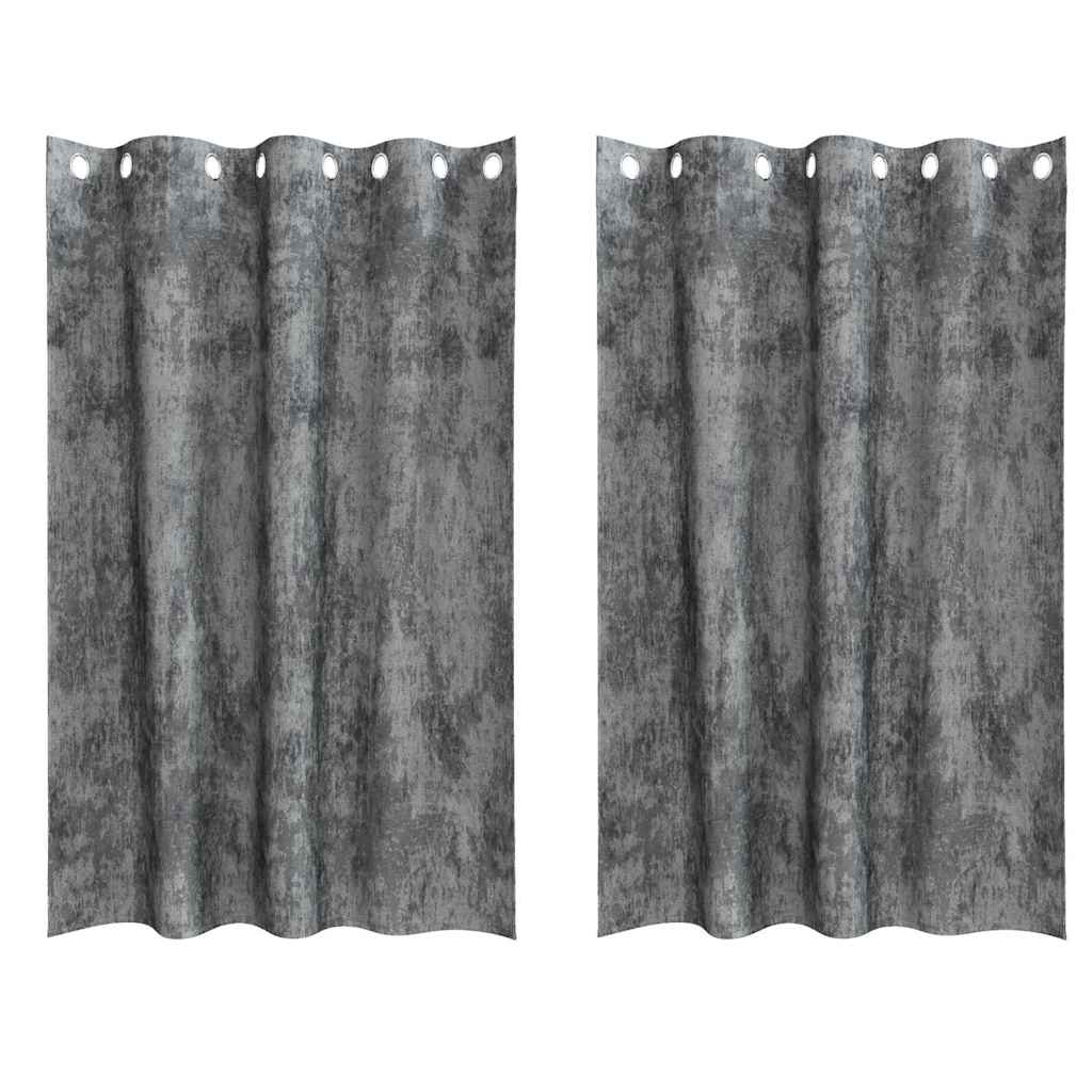 Függöny függönyökkel 2 pcs Szürke 175 x 140 cm Bársony