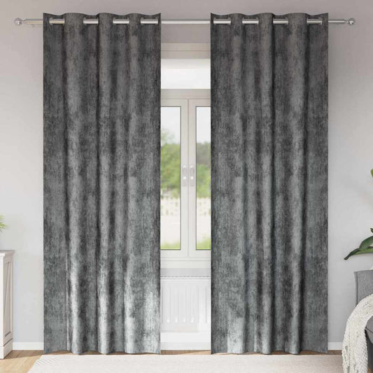 Függöny függönyökkel 2 pcs Szürke 225 x 140 cm Bársony