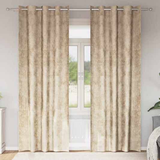 Függöny függönyökkel 2 pcs Krém 225 x 140 cm Bársony
