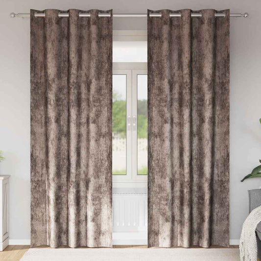 Függöny függönyökkel 2 pcs Cappuccino 260 x 140 cm Bársony