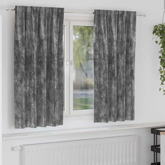 Függöny függönyökkel 2 pcs Szürke 175 x 140 cm Bársony