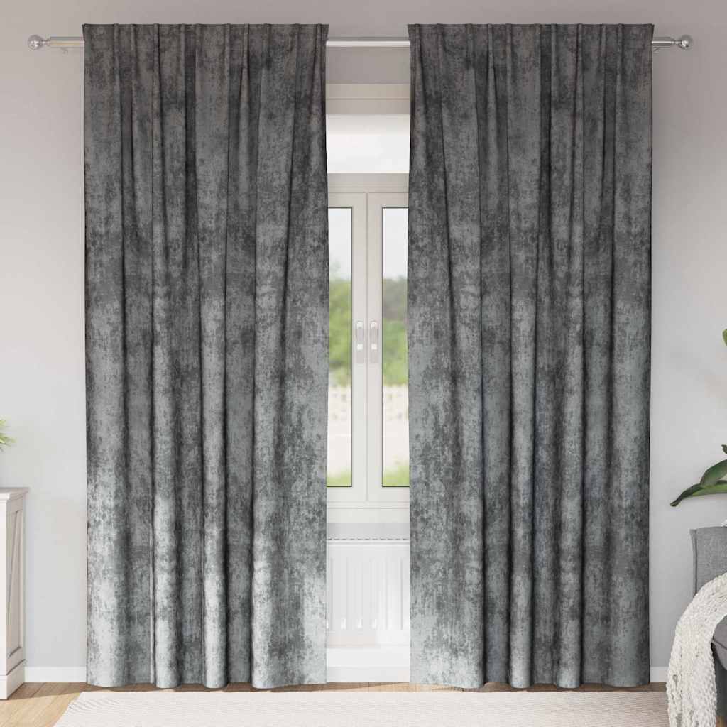 Függöny függönyökkel 2 pcs Szürke 260 x 140 cm Bársony