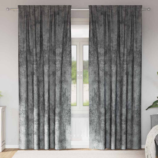 Függöny függönyökkel 2 pcs Szürke 260 x 140 cm Bársony