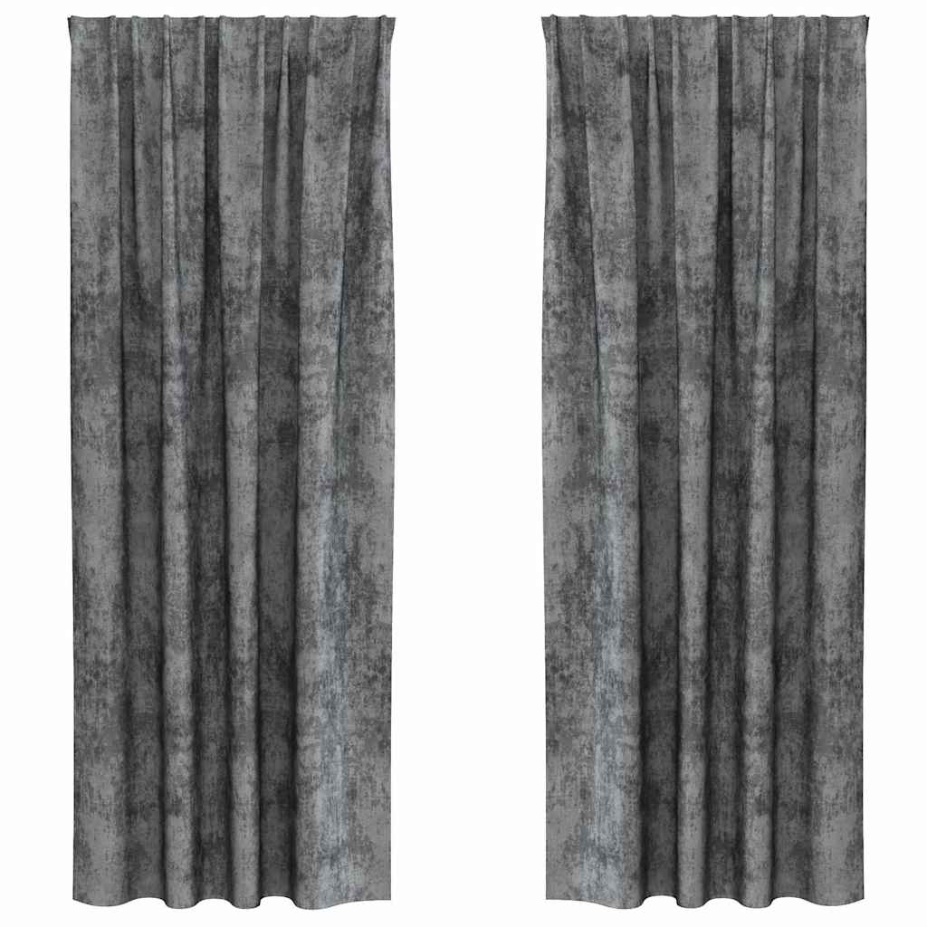 Függöny függönyökkel 2 pcs Szürke 260 x 140 cm Bársony