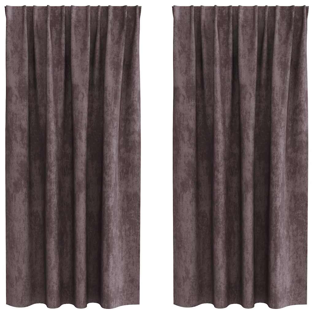 Függöny függönyökkel 2 pcs Barna 175 x 140 cm Bársony