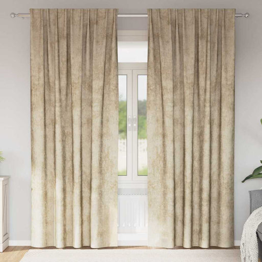 Függöny függönyökkel 2 pcs Krém 245 x 140 cm Bársony