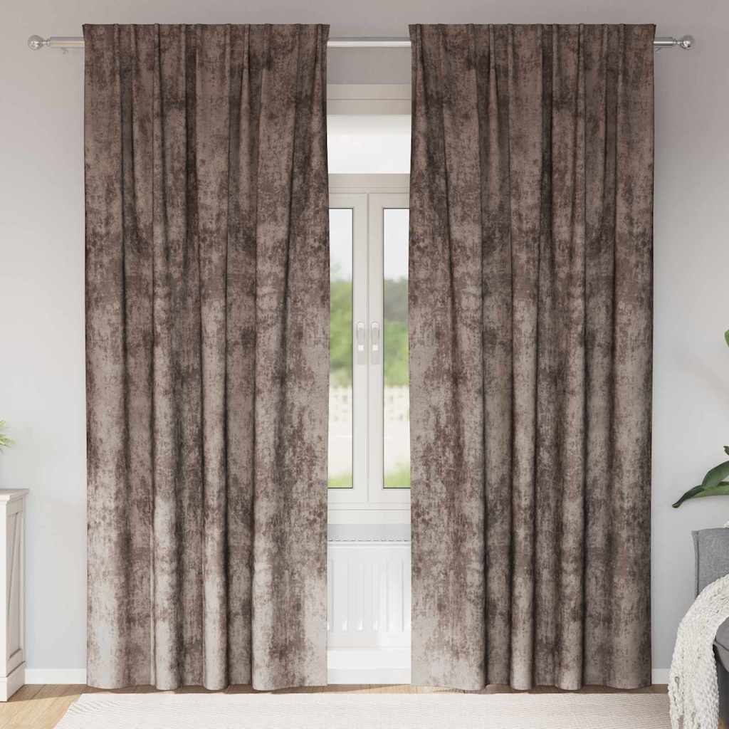 Függöny függönyökkel 2 pcs Cappuccino 245 x 140 cm Bársony