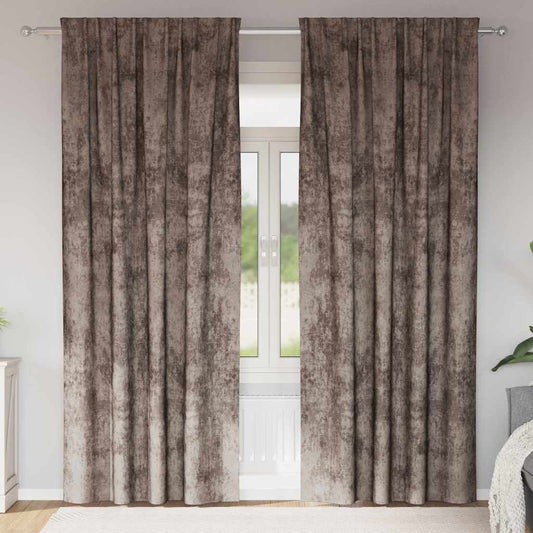 Függöny függönyökkel 2 pcs Cappuccino 245 x 140 cm Bársony