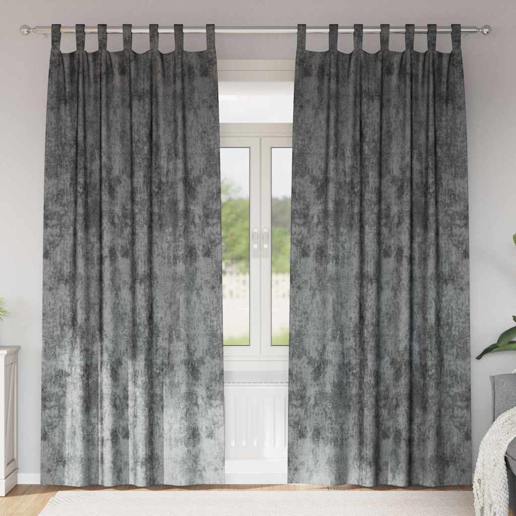 Függöny függönyökkel 2 pcs Szürke 260 x 140 cm Bársony