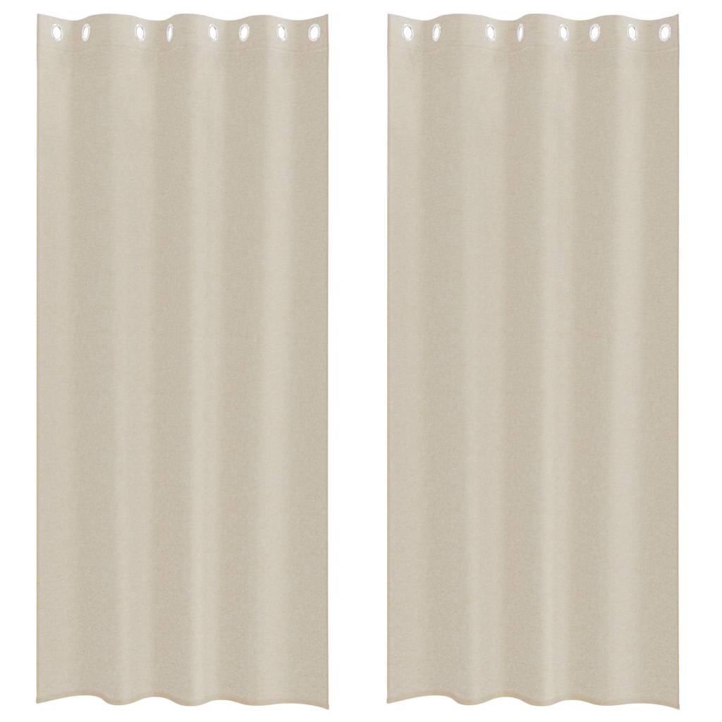 Függönyök függönyökkel 2 pcs Homokszín 140x175cm Poliészter