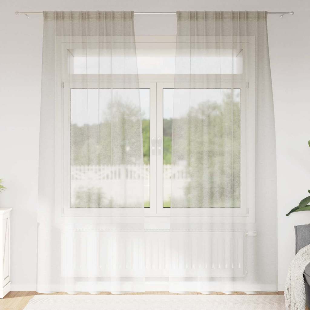 Függönyök függönyökkel 2 pcs Krém 140x175cm Poliészter