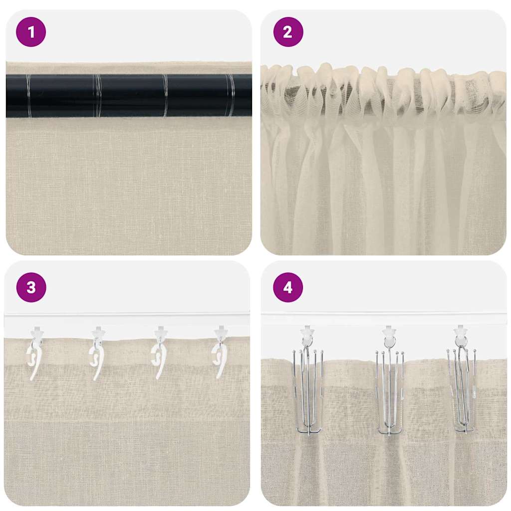 Függönyök függönyökkel 2 pcs Homokszín 140x175cm Poliészter
