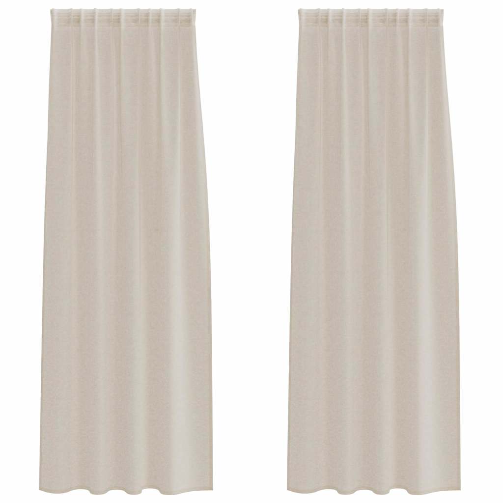 Függönyök függönyökkel 2 pcs Homokszín 140x175cm Poliészter