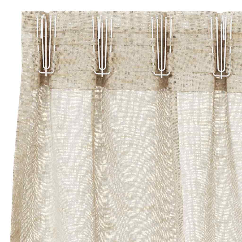 Függönyök függönyökkel 2 pcs Homokszín 140x175cm Poliészter
