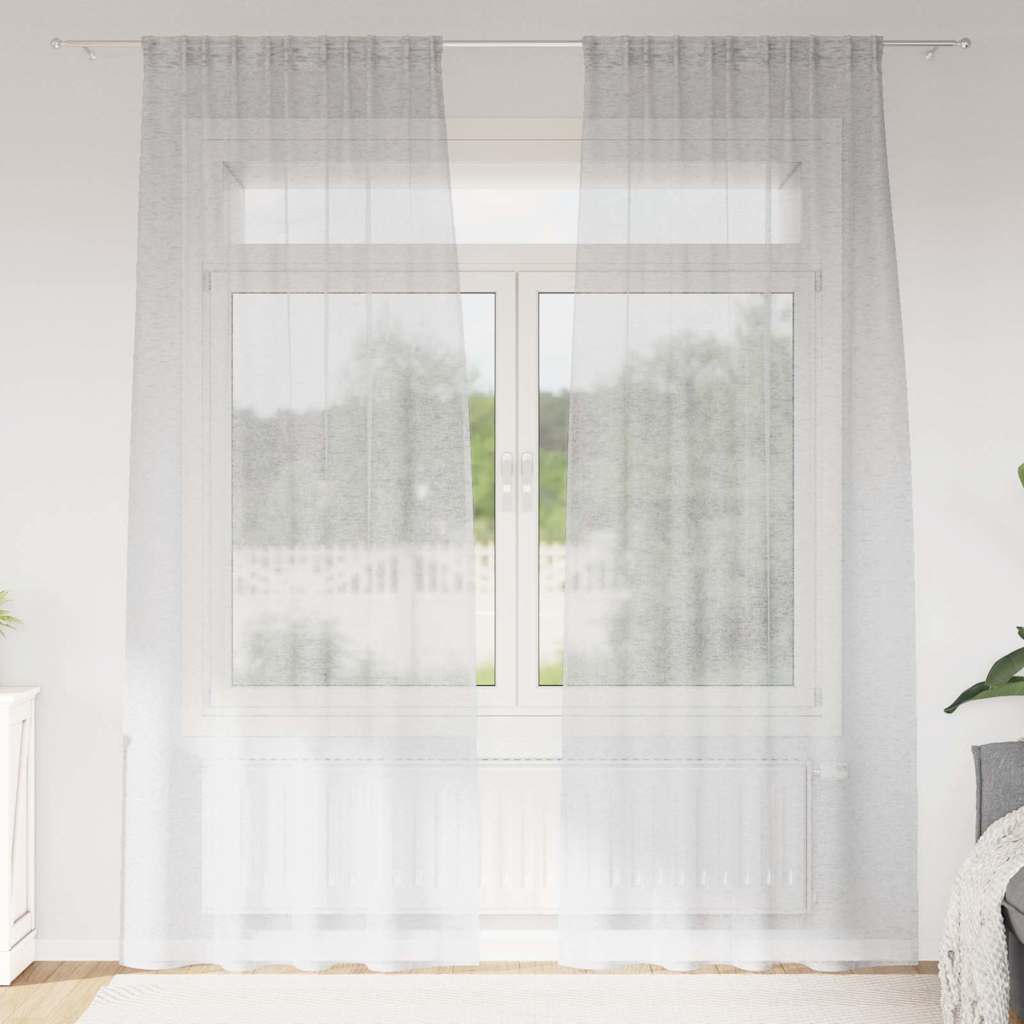 Függönyök függönyökkel 2 pcs Világosszürke 140x175cm Poliészter