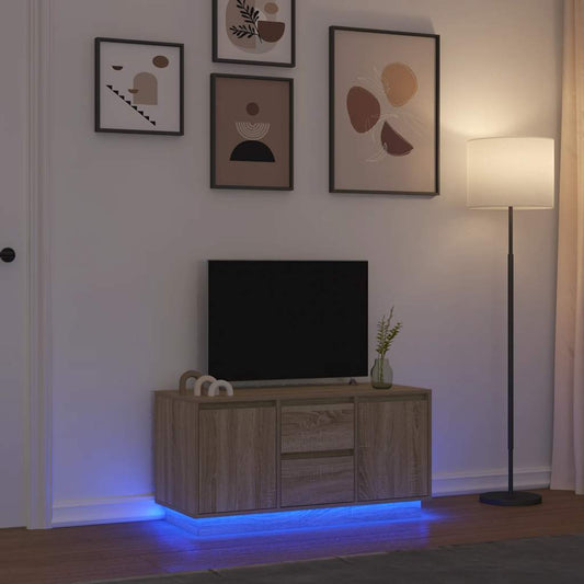 sonoma-tölgy színű TV-szekrény LED-lámpákkal 100x41x50 cm