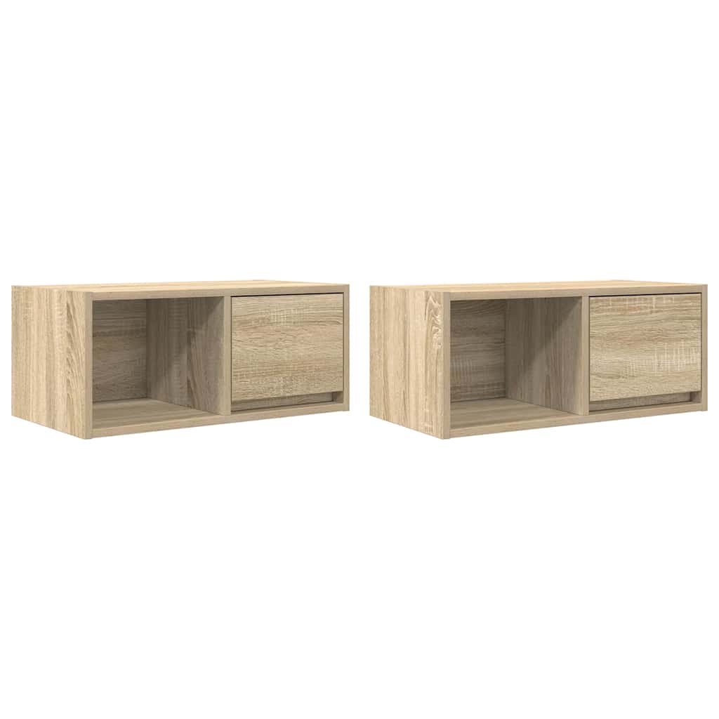 2 db sonoma tölgy színű szerelt fa TV-szekrény 60x31x25,5 cm