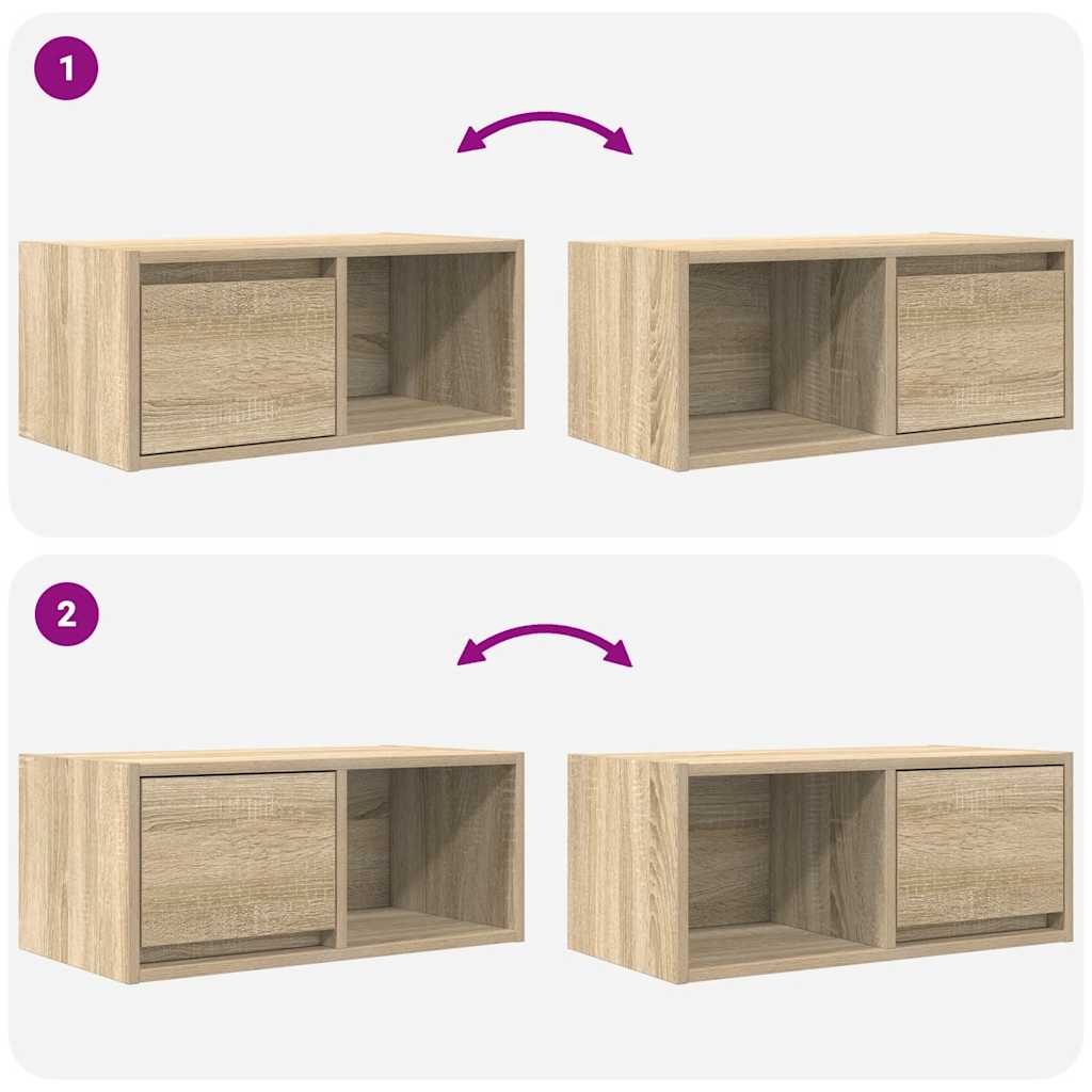 2 db sonoma tölgy színű szerelt fa TV-szekrény 60x31x25,5 cm