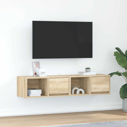 2 db sonoma tölgy színű szerelt fa TV-szekrény 60x31x25,5 cm