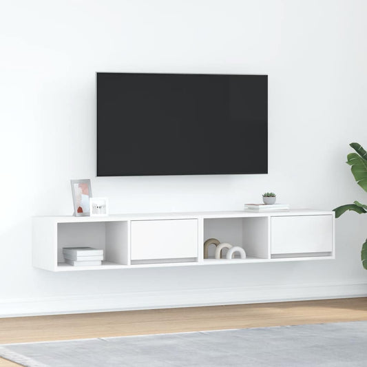 2 db fehér szerelt fa TV-szekrény 80x31x25,5 cm