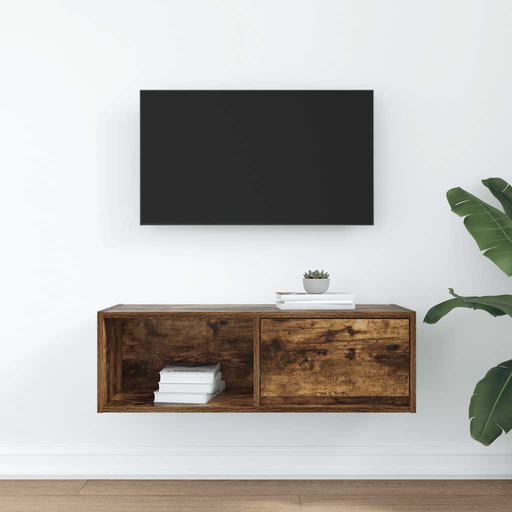 füstös tölgy színű szerelt fa TV-szekrény 80x31x25,5 cm